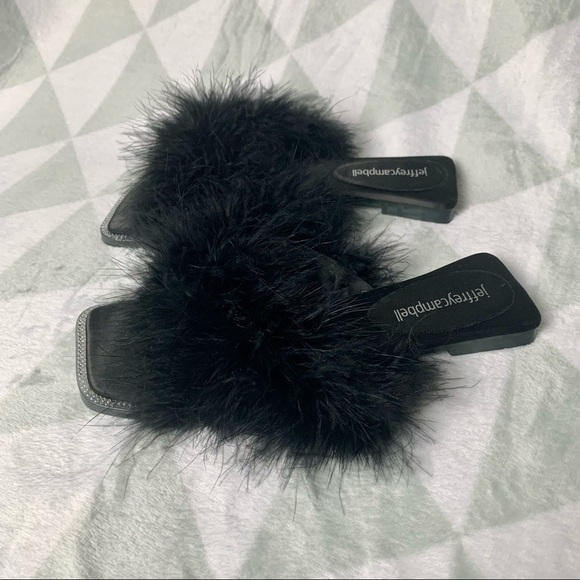 JEFFREY CAMPBELL Crossband Slide Sandal Flats Genuine Turkey Feathers crushonu2 - Picture 5 of 11